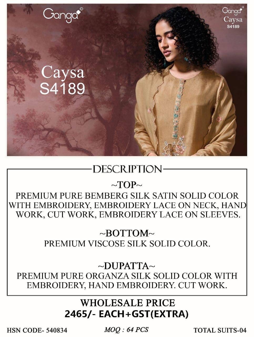 CAYSA 4189 By GANGA FASHION Stylish Beautiful Colourful PREMIUM PURE BEMBERG Dresses At Wholesale Price